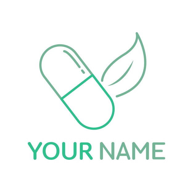 Medical and capsule logo for healing pharmacy hospital clinic drug store