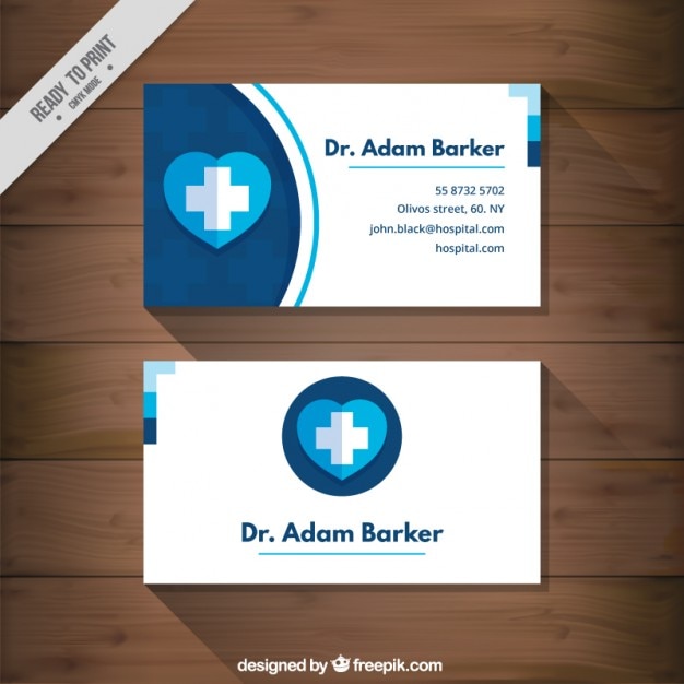 Vector medical card with a blue heart