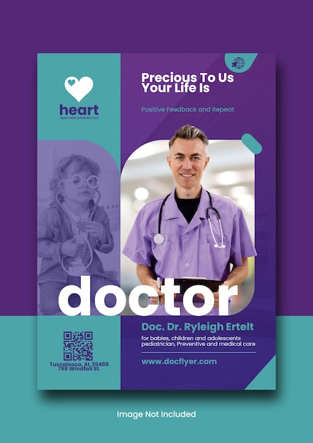 Vector medical care poster and flyer design template