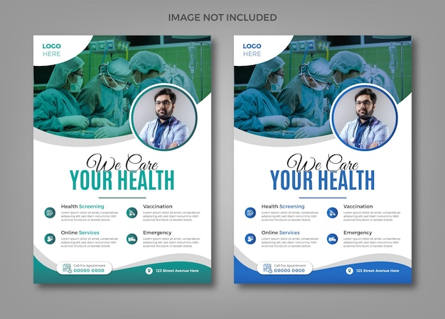 Medical care poster and flyer template design