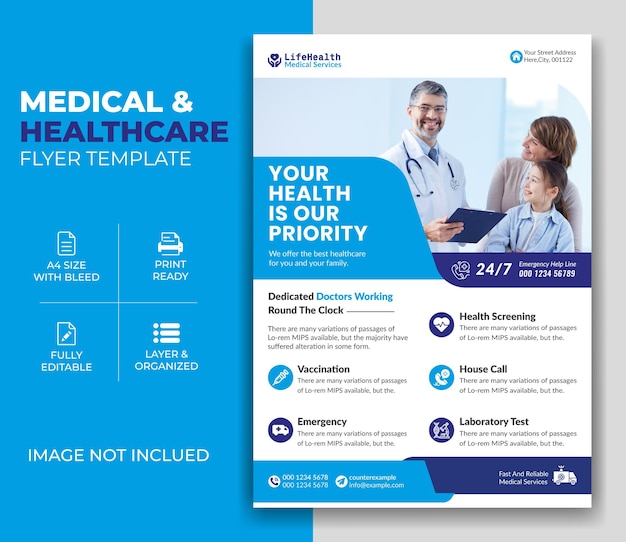 Vector medical care poster and flyer template design