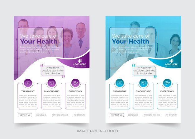 Medical care poster and flyer template design