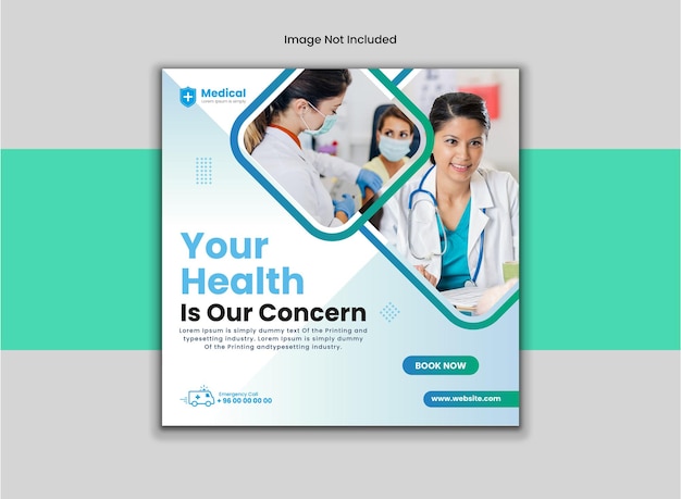 Medical care social media post banner template design