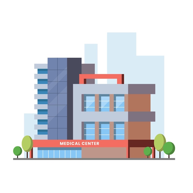 Medical Center Flat Building Illustration