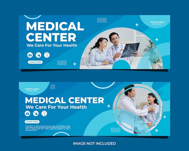 Vettore progettazione del modello di banner web per centro medico