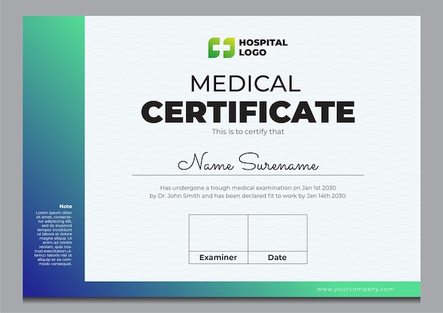 Vector medical certificate design template. vaccine certificate and free covid template design.