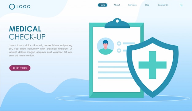 Medical check up landing page in flat style