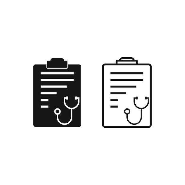 Medical checkup icon vector silhouette and line on white background