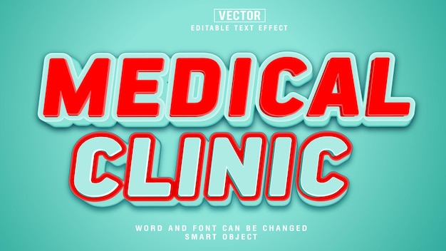Medical Clinic 3d Editable Text Effect Vector With Background