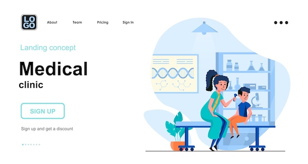 Vector medical clinic landing page template