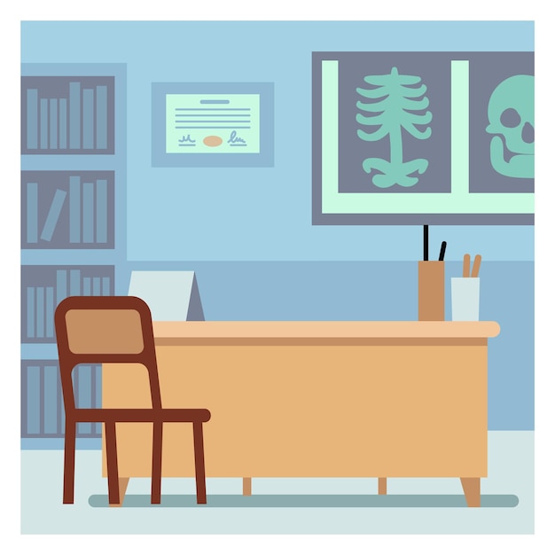 Vector medical consultation room interior hospital workplace background