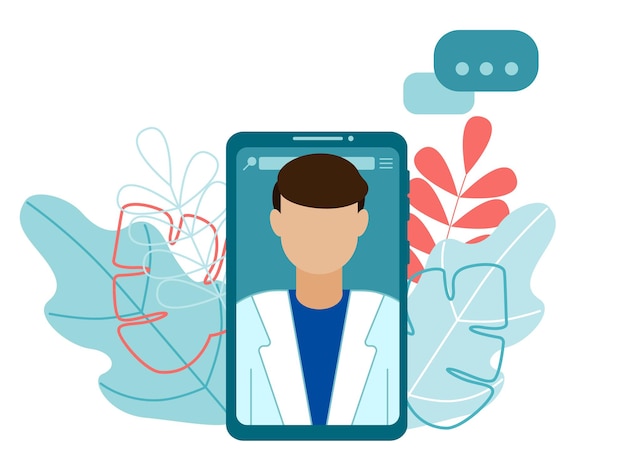 Medical consultation and support concept on mobile phone. online doctor, health service in flat style. medical service on screen smartphone. vector illustration