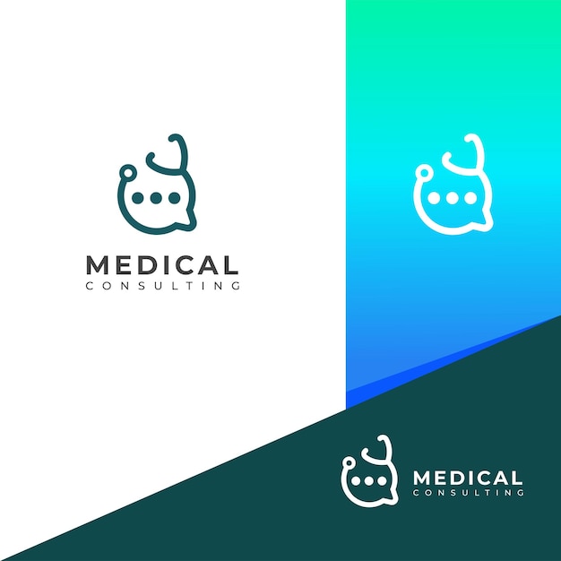 Medical consulting vector logo design Doctor chat consulting talk logo