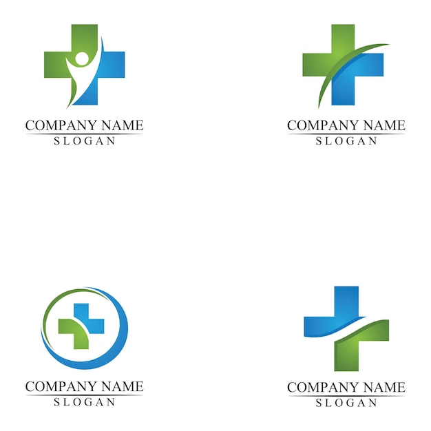 Medical Cross and Health Pharmacy Logo Design Template