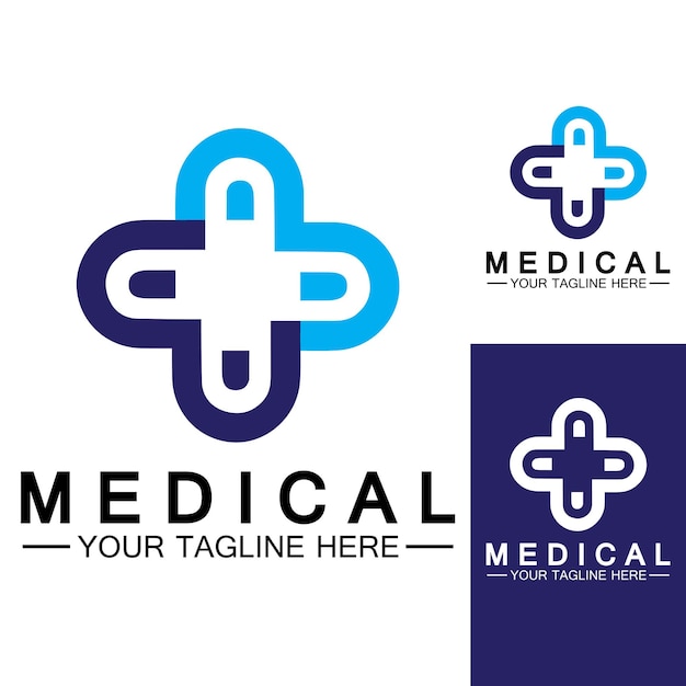 Medical cross and health pharmacy logo vector template