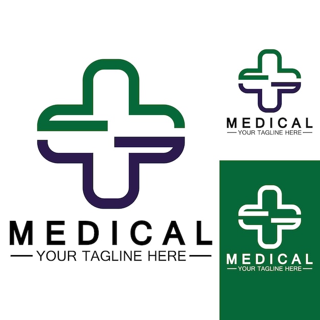 医療クロスと健康薬局のロゴのベクトルテンプレート