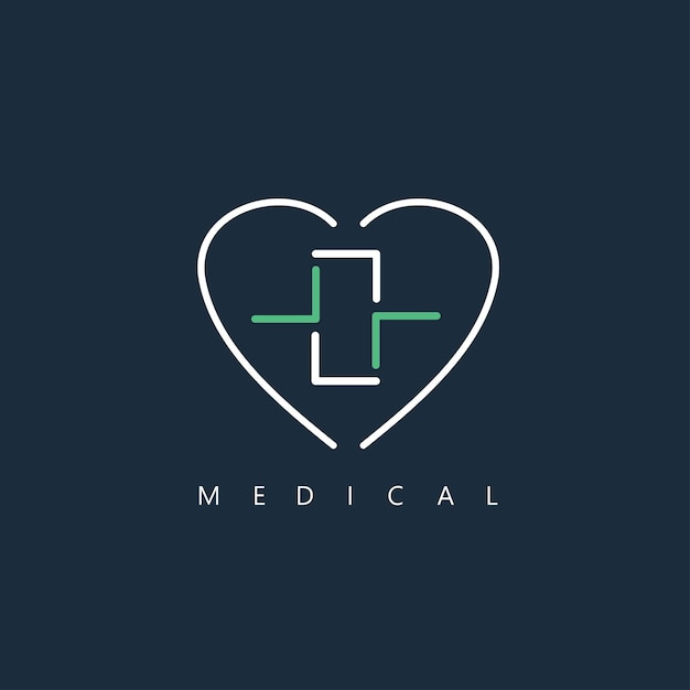 medical cross heart icon vector concept design template