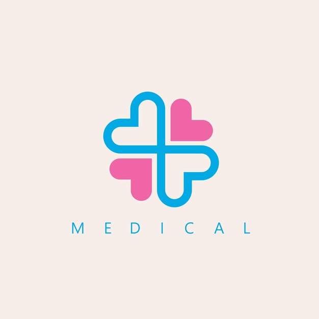 medical cross heart icon vector concept design template