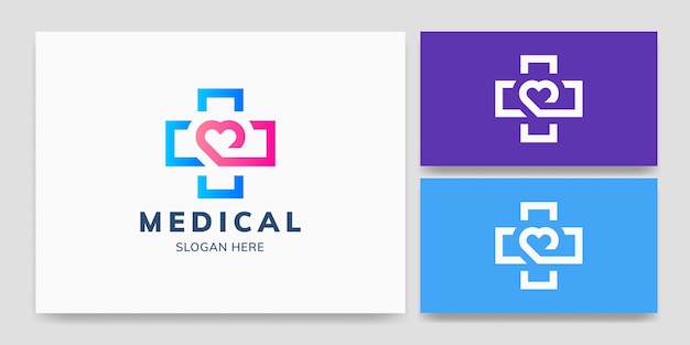 Medical cross and heart logo concept design