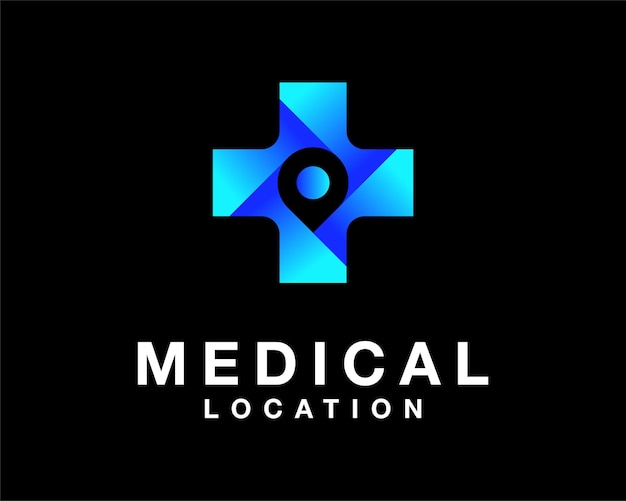 Медицинский Крест Медицина Здоровье Добавление Местоположение Pin Map Point Современный красочный векторный дизайн логотипа