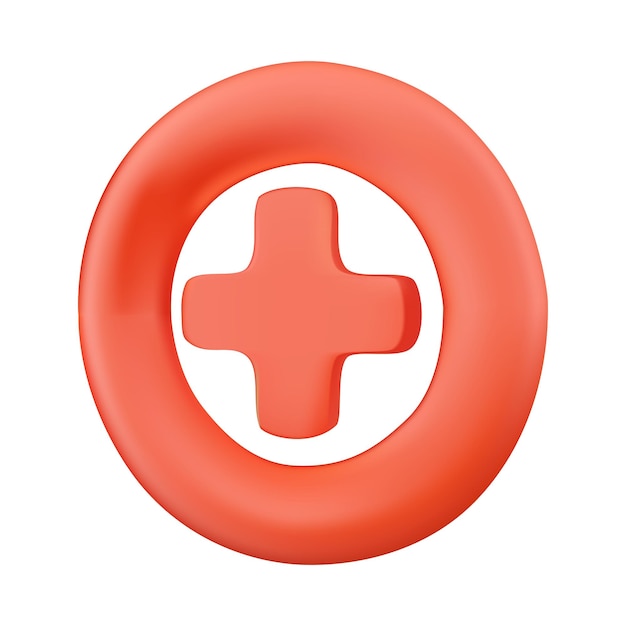 Medical cross in a red circle 3d medical icon