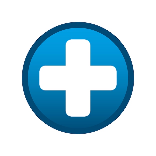 Medical cross round media icon on white background Vector