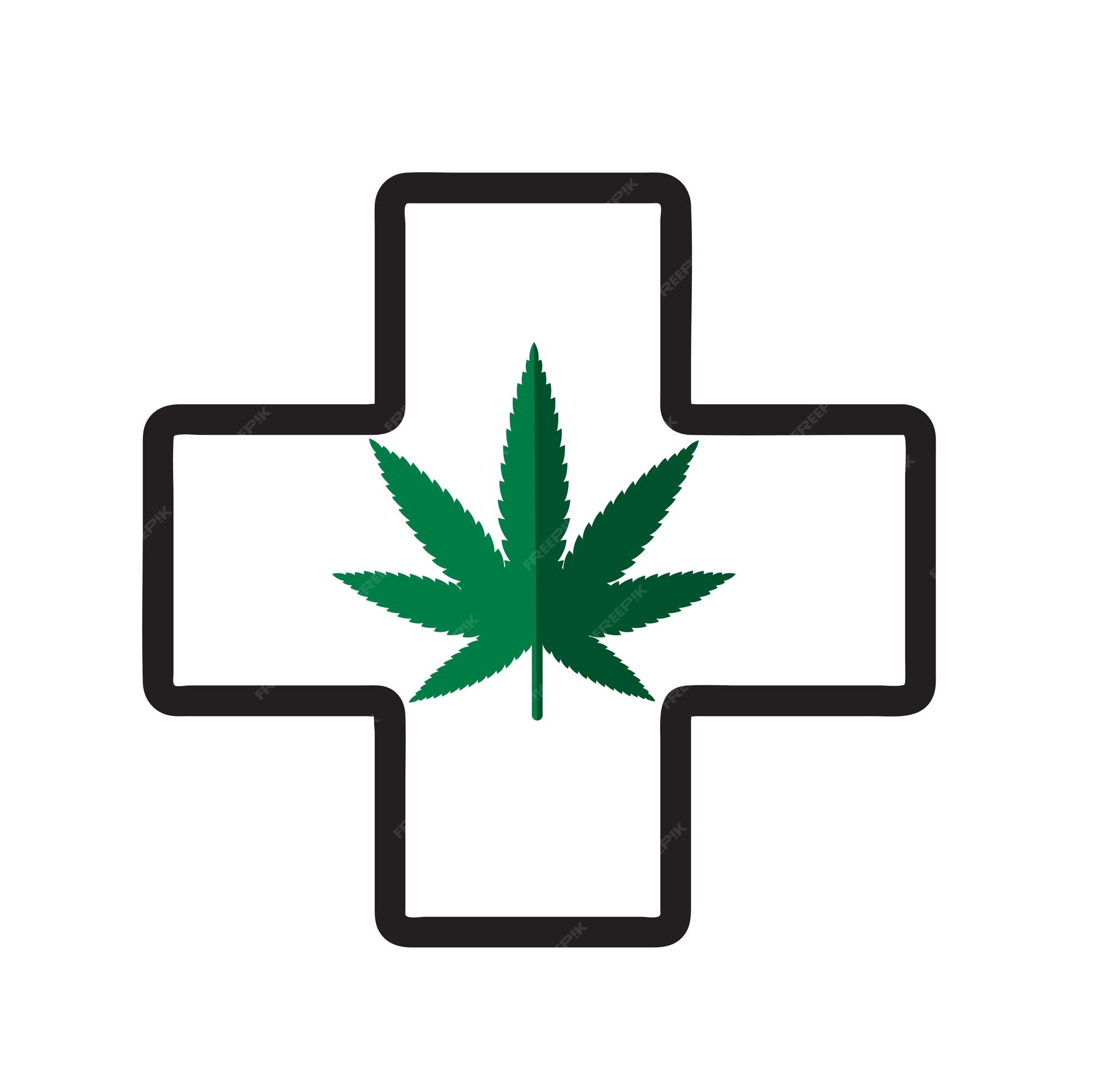 Premium Vector | Medical cross with marijuana inside