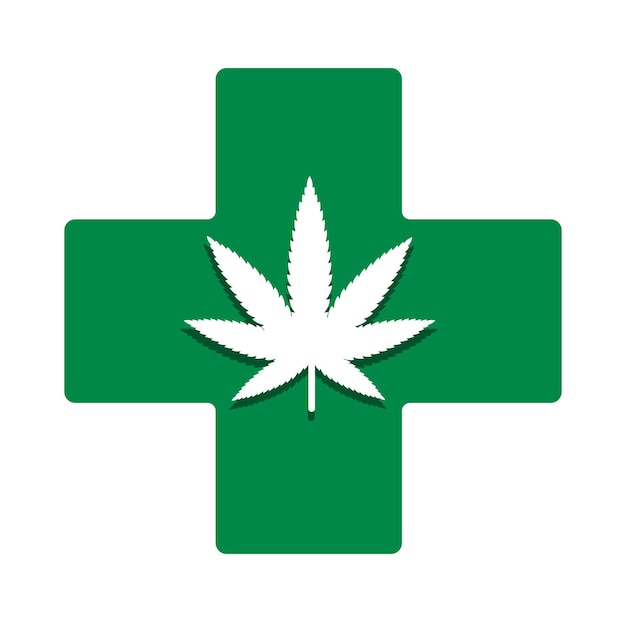 Premium Vector | Medical cross with marijuana