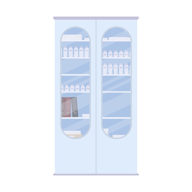 Medical cupboard. ÃÂÃÂ¡upboard with pills and documents. Isolated. Vector.