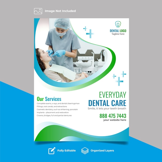Vector medical dental flyer design template