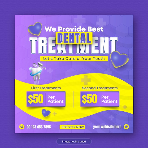 Vector medical dental healthcare discount social media post and web banner design template