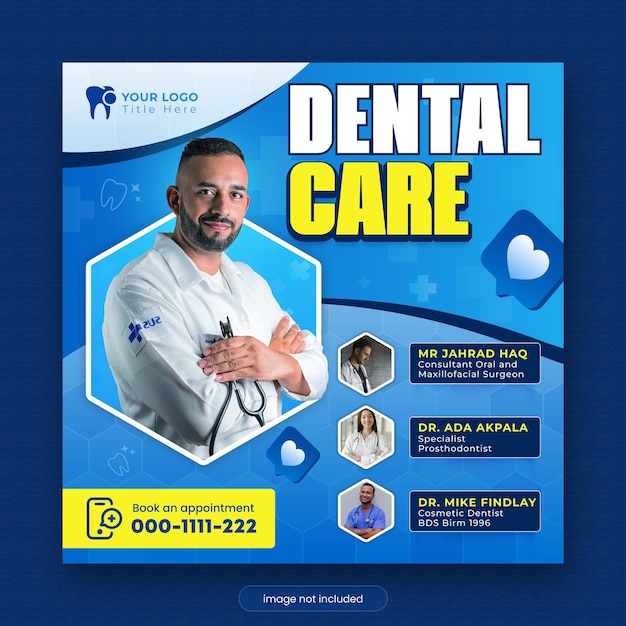 Vector medical dental healthcare social media post and web banner design template