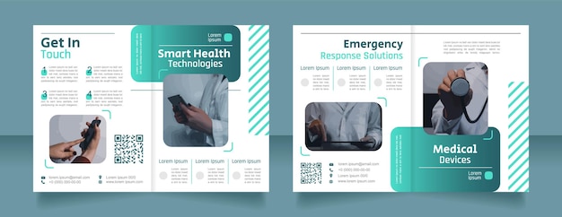 Vector medical devices bifold brochure template design