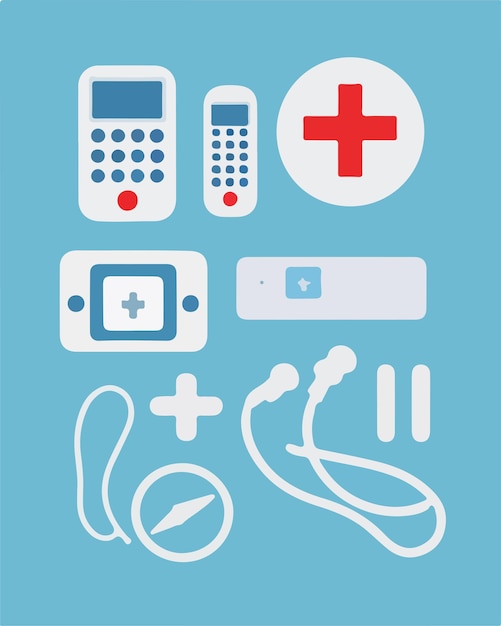 Medical devices dentists medical treatments medical supplies icons