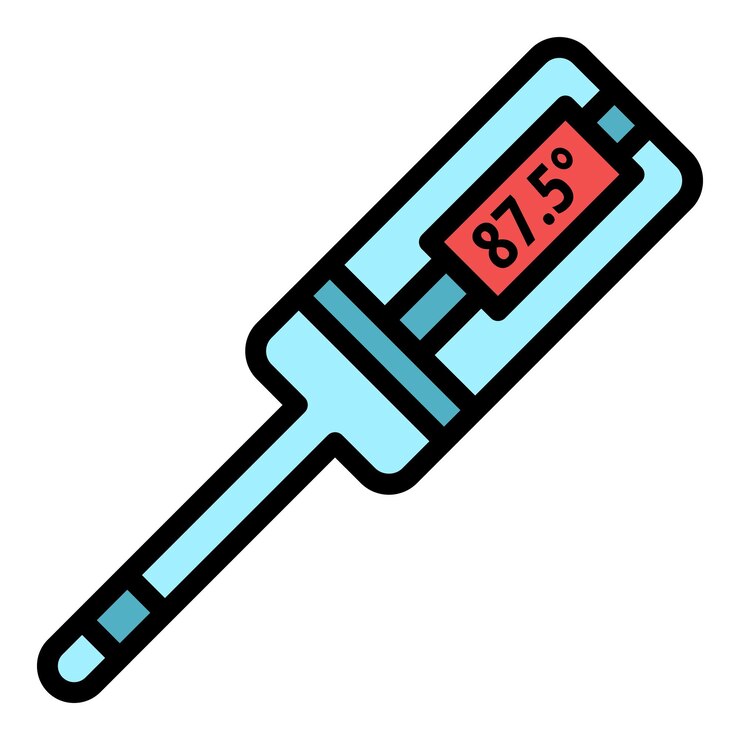 Vector medical digital thermometer icon outline medical digital thermometer vector icon color flat isolated
