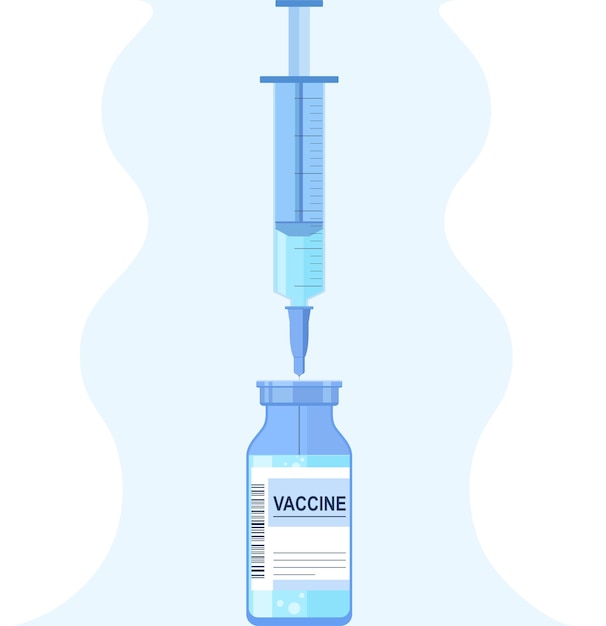 Medical disposable syringe with needle and virus vaccine vaccination against coronavirus covid19