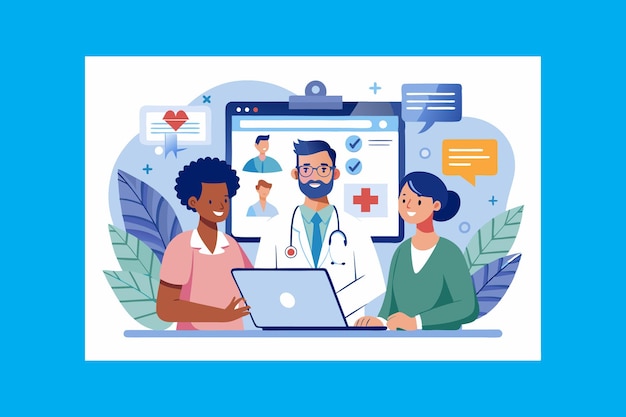 medical doctor clinic consultation webpage medicine hospital vector art illustration