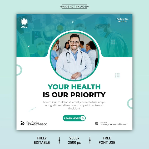 Medical doctor and healthcare consultant social media instagram post design