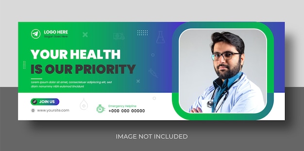 Medical doctor healthcare social media facebook cover and web banner design template