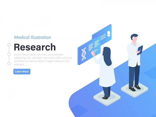 Medical doctor isometric research illustration