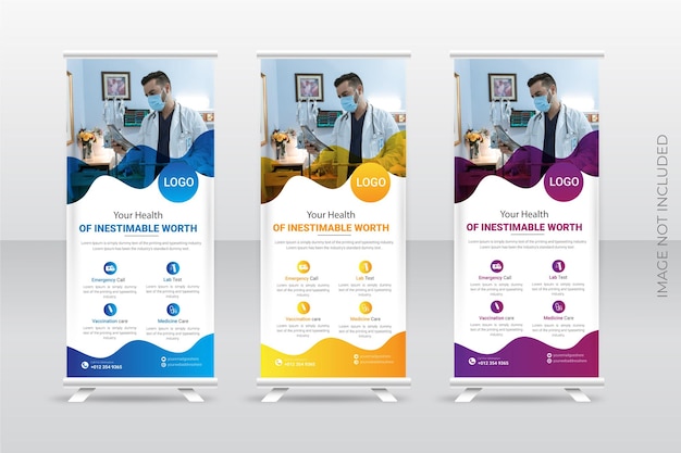 Vector medical doctor service rollup banner design template