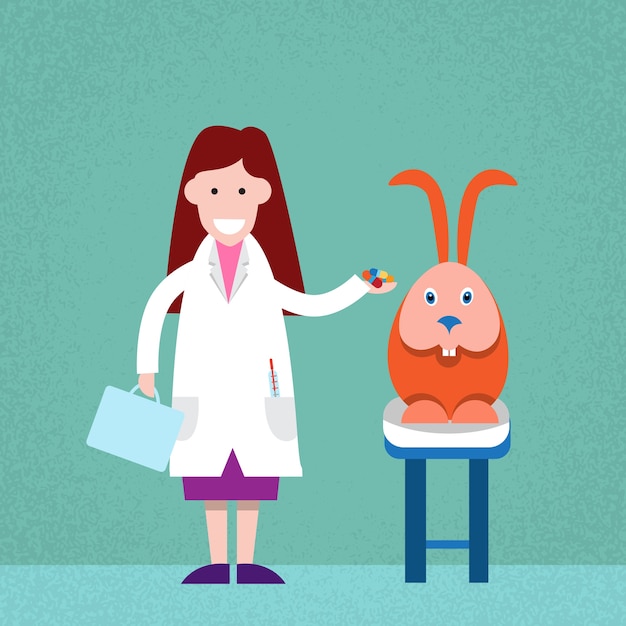 Medico veterinario cure rabbit