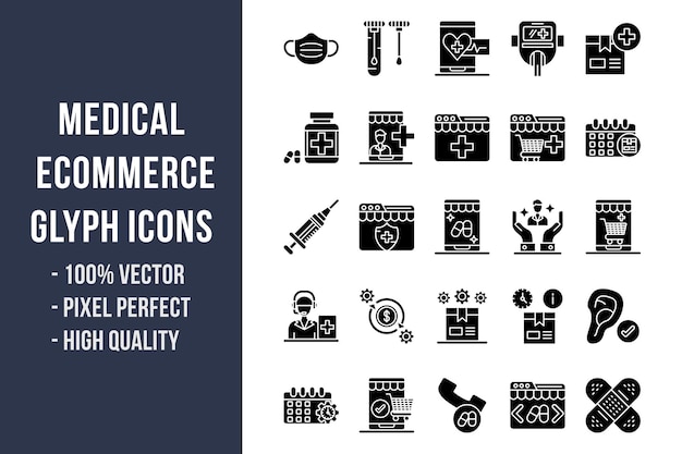 Medical Ecommerce Glyph Icons