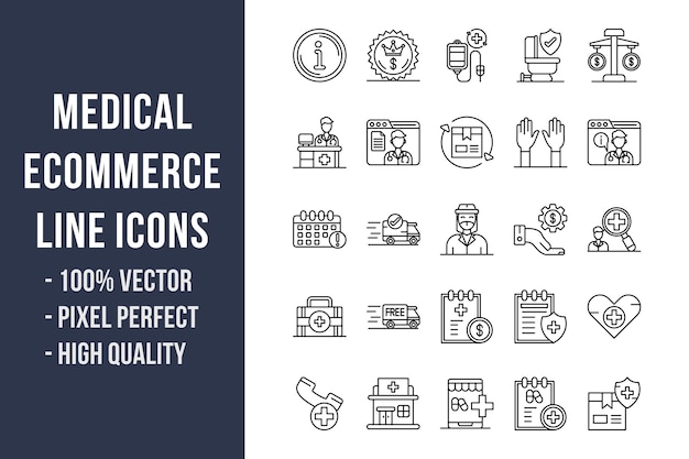 Medical Ecommerce Line Icons