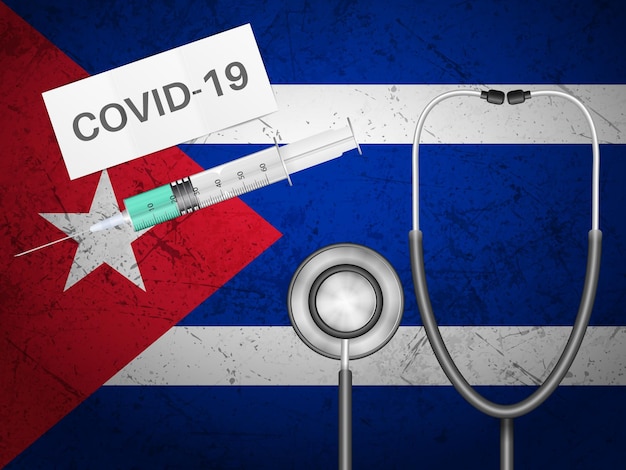 Equipaggiamento medico sulla bandiera di cuba