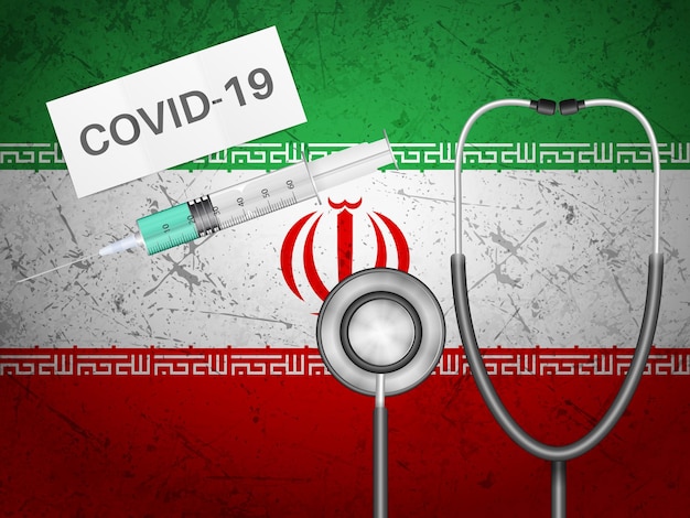 Equipaggiamento medico sulla bandiera iraniana