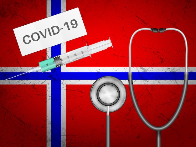 Equipaggiamento medico sulla bandiera della norvegia