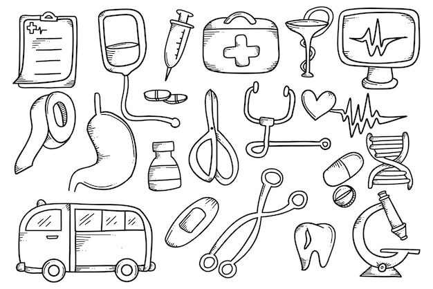 Vector medical equipment doodle design