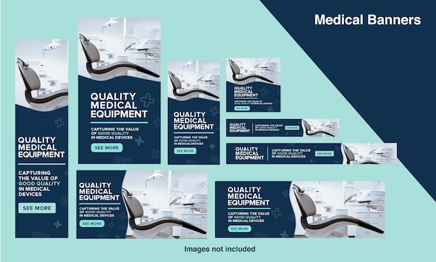 Vector medical equipment amp healthcare machines web banner amp google ads