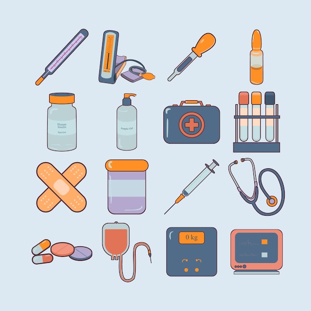 Medical Equipment Illustration Set